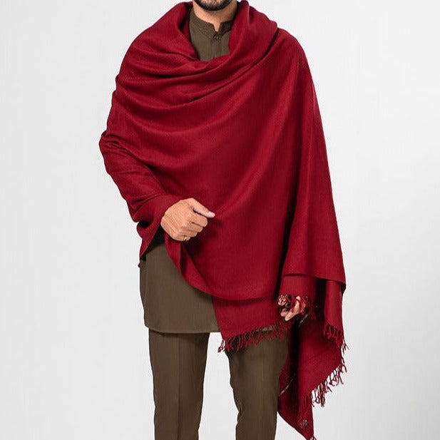 MAROON MEN SHAWL – Brayt - Main Image