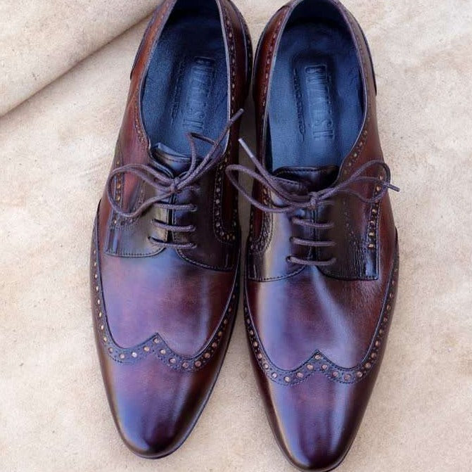In Pakistan Best Italian Shoes Aügeron Brogue Derby In Tobacco – Brayt