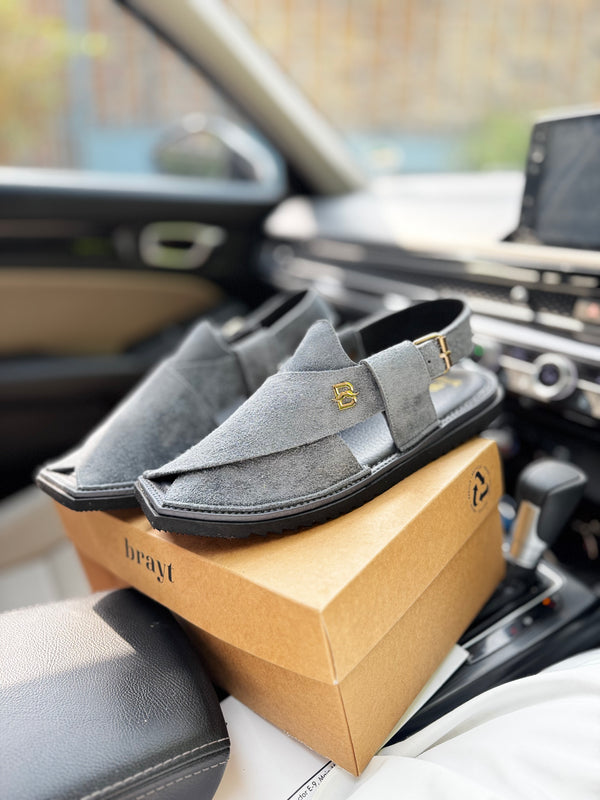 Suede Grey Peshawari Chappal